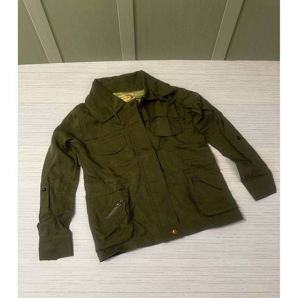 *NWOT* Mia Joy Joyfolie Size 3 Girls Olive Green Utility Jacket Tencel Tab Sleev